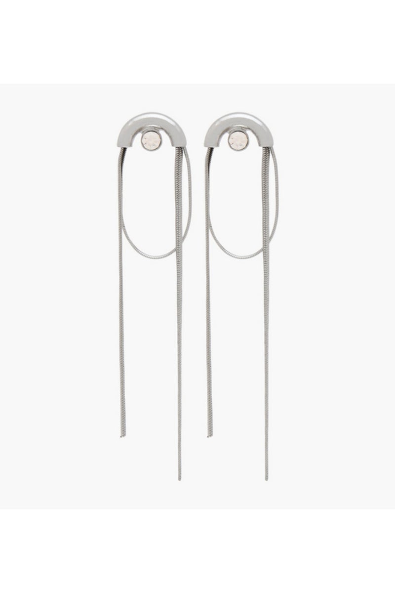 Silver Tone Cubic Zirconia Embellished Earrings with Pushback Closure